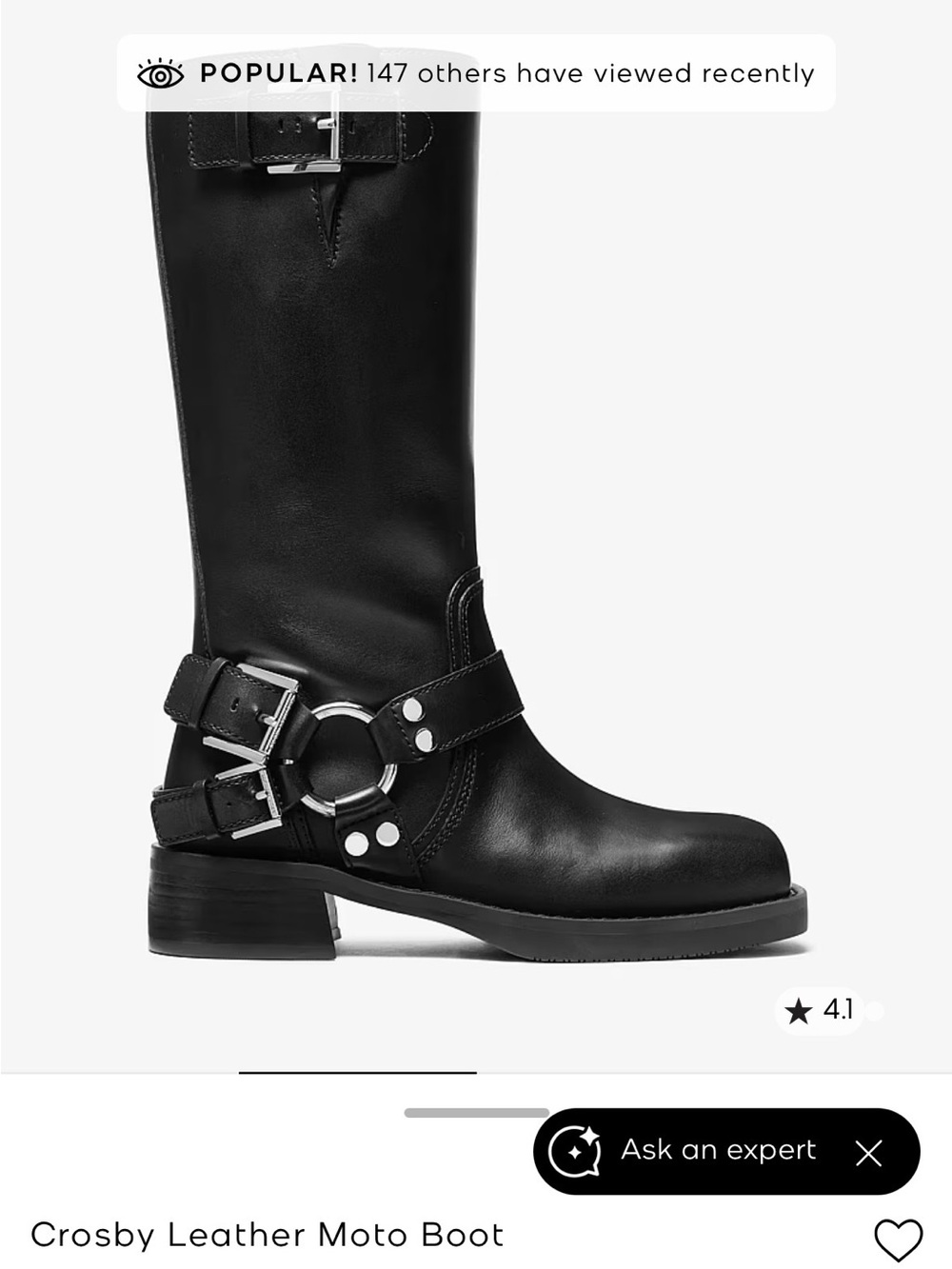 Michael Kors Crosby Leather Moto Boots